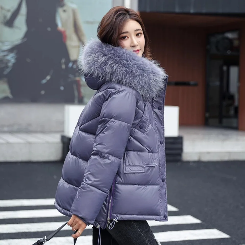 

Nice Pop Solid Short Female Cotton Coat Winter Jacket Women Hooded Parka Warm Casual Big Fur Outerwear Winter Parka Women Coat