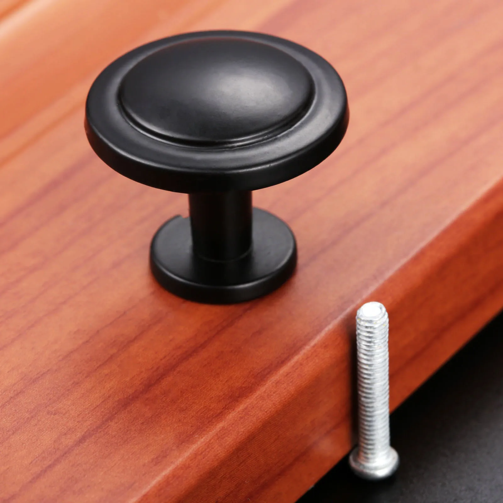 DRELD Black Furniture Handle Alloy Round Door Pull Knob Drawer Cabinet Cupboard Vintage Furniture Kitchen Handle  31*27mm