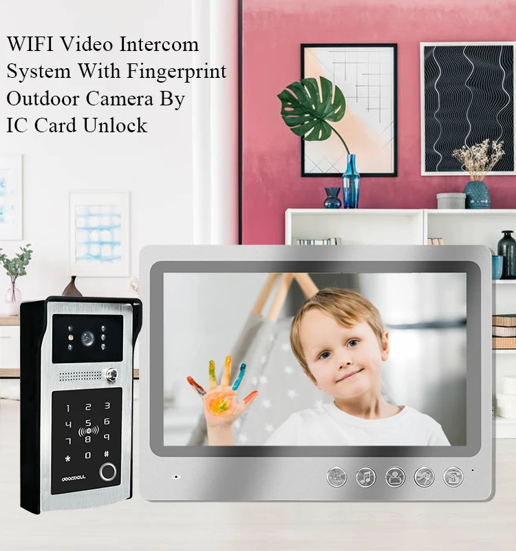 9 Inch LCD Monitor Wired WIFI Video Door Phone Wireless Intercom Doorbell APP Remote Control Visual Door Viewer