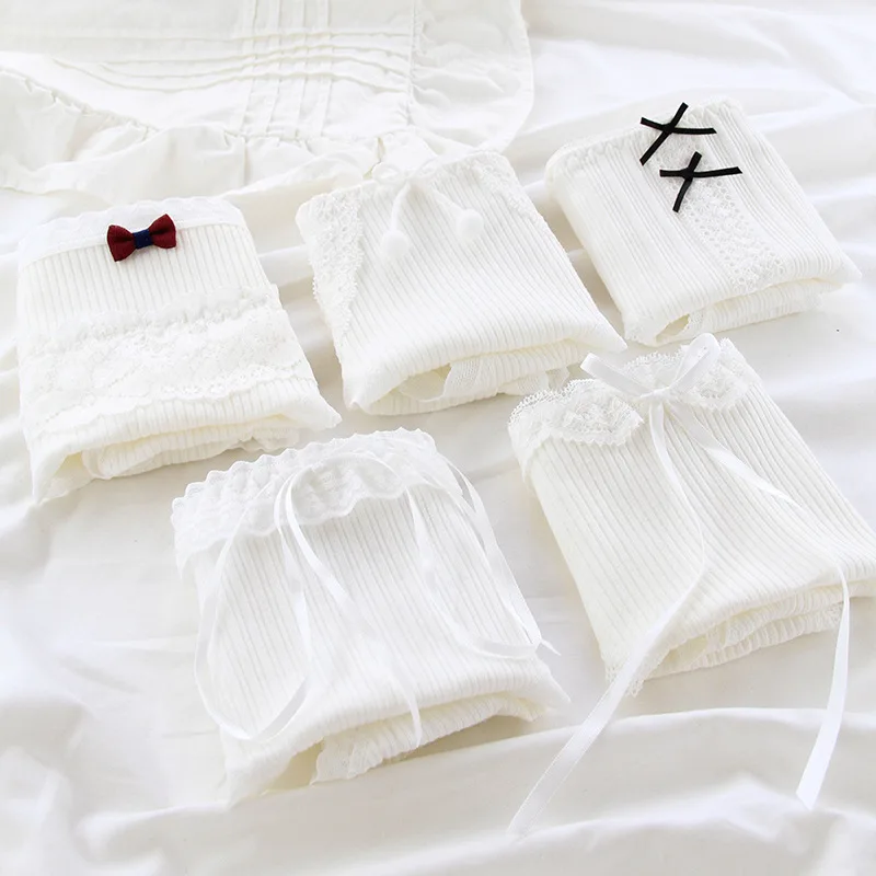 girls underwear 6pc/bag new cotton lovely soloid middle waist briefs young girl panties Teenagers Intimates M L XL white