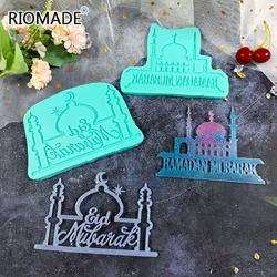 Eid Mubarak Arabic Font Moon Fondant Silicone Mold DIY Resin Clays Gypsum Chocolate Handmade Mould Ramadan Cake Baking Tools