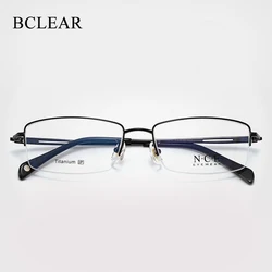 BCLEAR Pure Titanium Eyeglasses Frame Men's Business Half-frame Glasses Myopia Presbyopia Prescription Spectacle Comfortable New