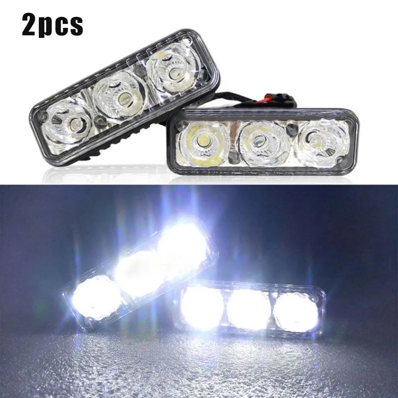 

2x 3LED Super White High Power Car DRL Daytime Running Light Fog Lamp Universal Fit All Cars For SUV Vans Trucks Boat LED Light