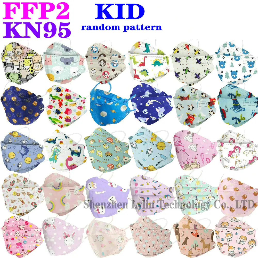 

KN95 Kid Mask Aged 4-13 4 Layers Cartoons FFP2 Wholesale Masque Boys Girls Children Mascarillas CE Face Mask Safety Protective