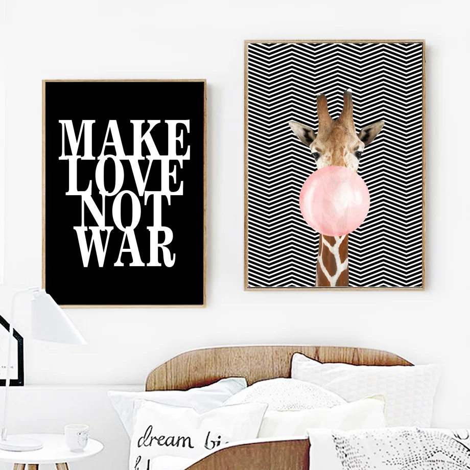 Weltkarte Giraffe Feder Landschaft Wand Kunst Leinwand Malerei Nordic Poster Und Drucke Wand Bilder Für Wohnzimmer Wohnkultur