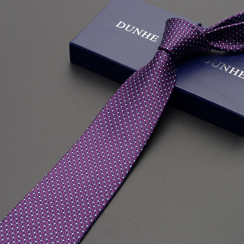 High Quality 2024 New Fashion Ties Men Formal Business 8cm Purple Tie Wedding Ties for men Designers Brand with Gift