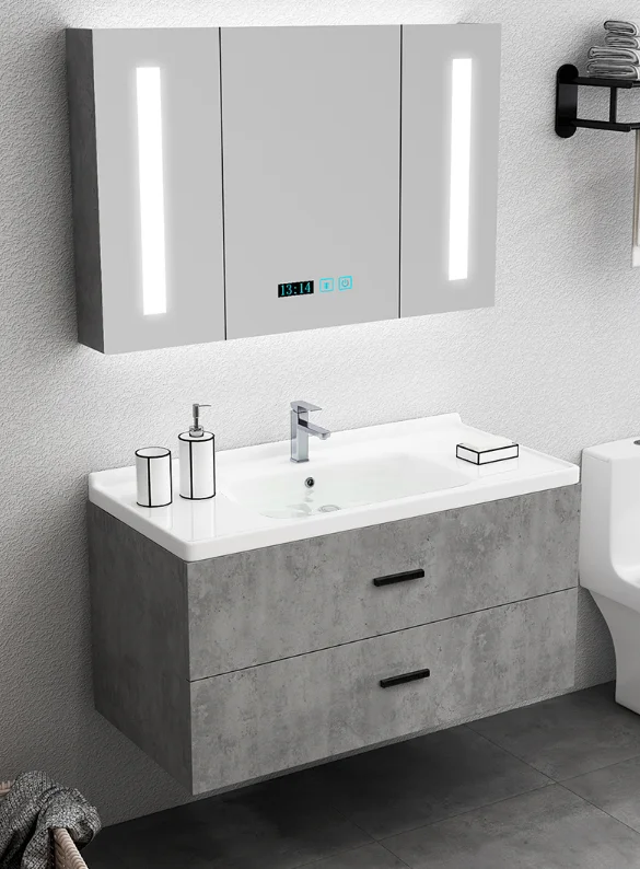 Taoman Nordic solid wood bathroom cabinet simple basin bathroom mirror cabinet wash table light luxury combination