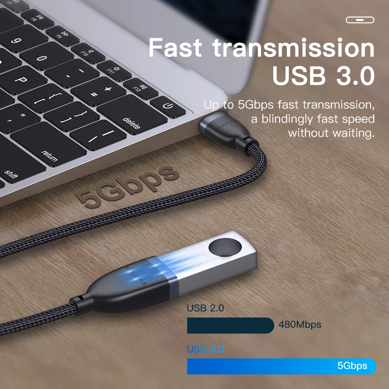 KUULAA USB C to USB OTG Adapter USB 3.0 Cable USB Type C Male to Female Cable Adapter for MacBook Pro Samsung Type-C Adapter