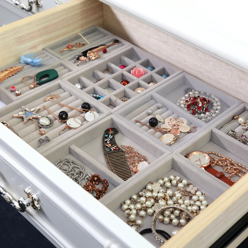 DIY Jewelry Storage Ring Packaging Gift Box Earring Holder Bracelet Jewellery Display Organizer Fully Wrapped High Level Flannel