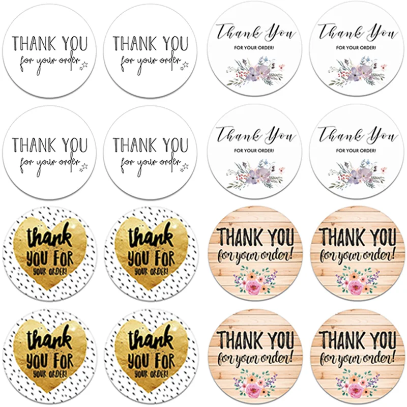 3.5cm/4.5cm Thank You Stickers Handmade Sticker Circle Love Design Stationery Adhesive Decorations  Gift Seal Labels Sticker