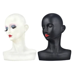 PVC Mannequin Female Head Model Dummy Wig Glasses Hat Display Stand White Barber Hair Styling Wig Making Holder Shoulder