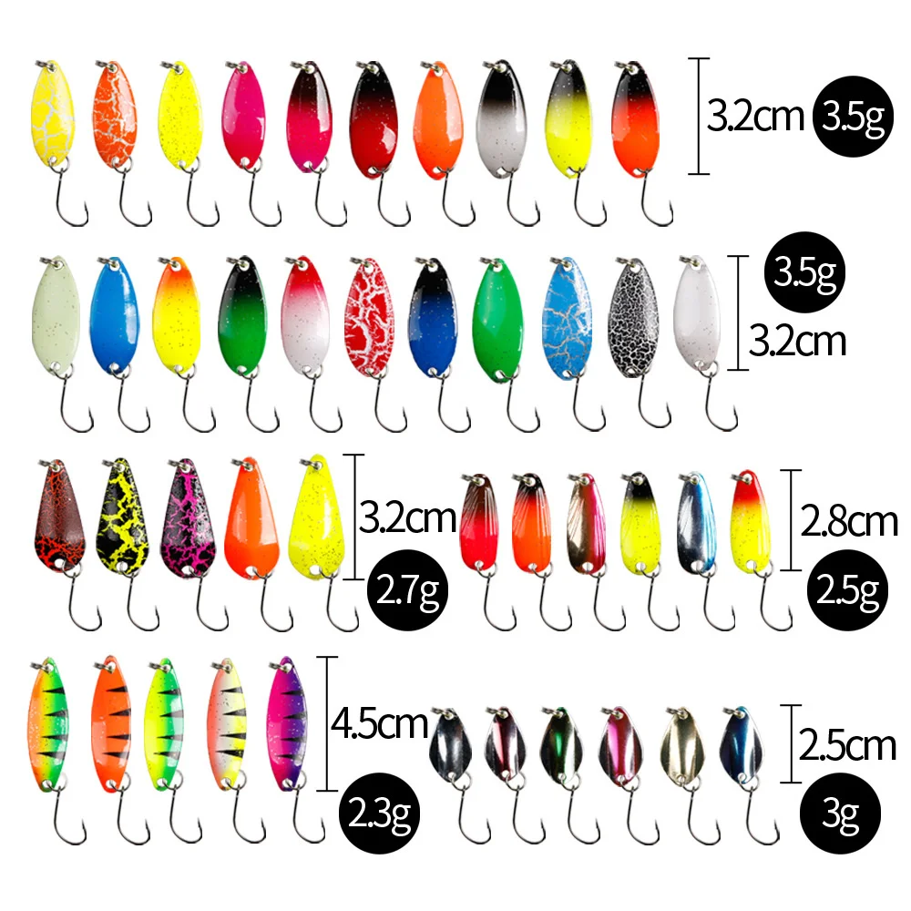 12/43Pcs Spoon Lure Set Fishing Metal Bait For Lake Sea Carp Bass Wobbler Small Mini Spinner Trout Jig Hard Box Kit Accessories