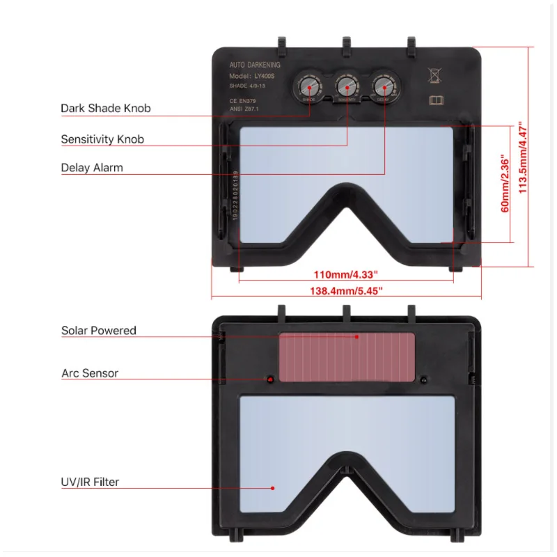 Imagem -06 - Soldador Máscara Chameleon Soldagem Máscara Equipamentos de Proteção Célula Solar Auto Soldagem Capacetes True Color para Tig Mig Soldagem a Plasma