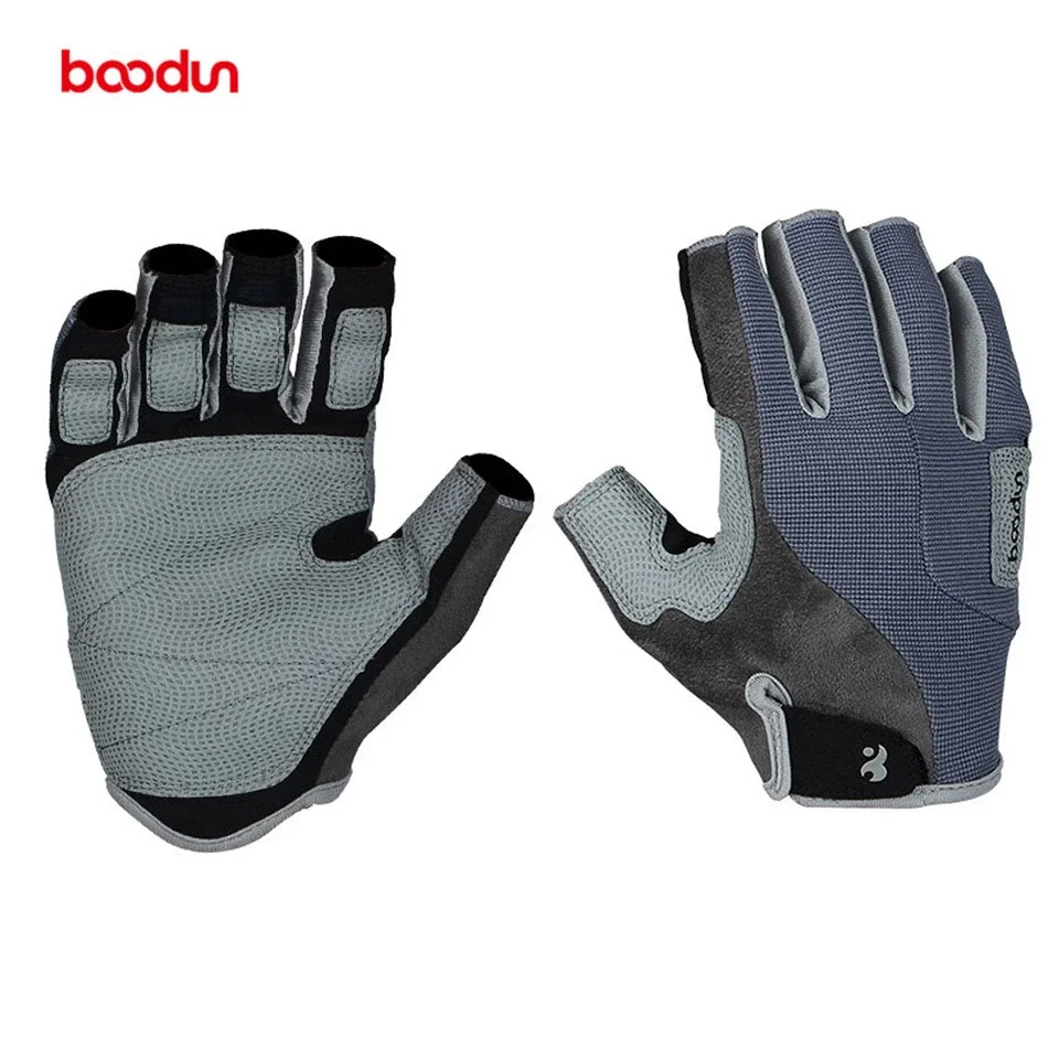 BOODUN Professional Rock Climbing Glove Wear Resistant PU Half Finger Wall Repelling Gloves Anti Slip for Mountaineer