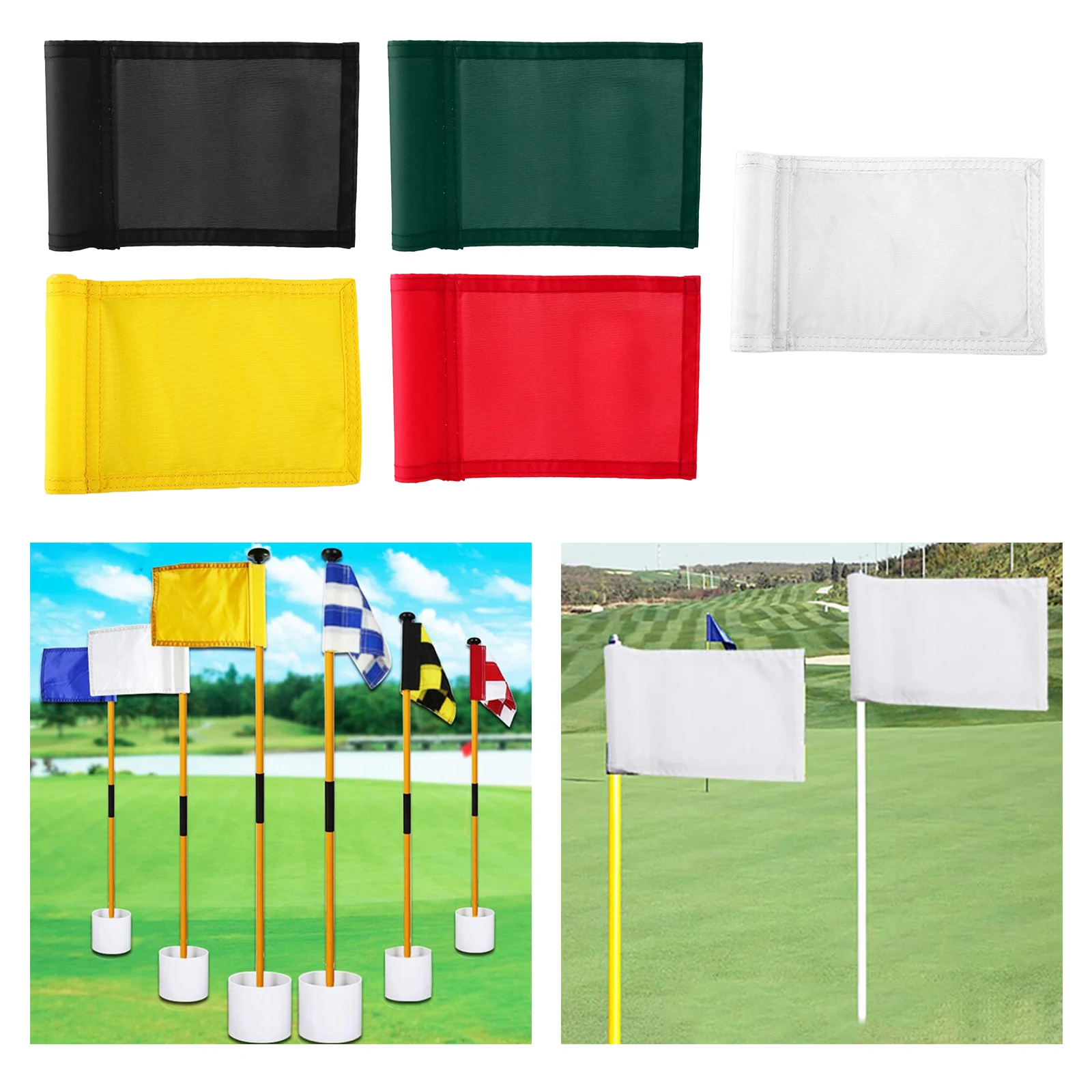 Golf Hole Pole Cup Flag with Tube Insrted Standard Putting Green Flag Target Flags Course Flag for Yard