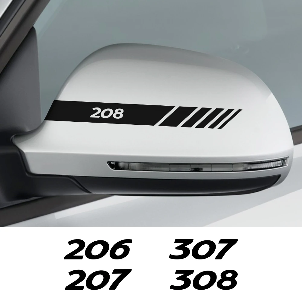 Car Rearview Mirror Cover Stickers Decals For Peugeot 206 207 208 307 308 407 107 301 306 406 408 508 607 2008 Auto Accessories