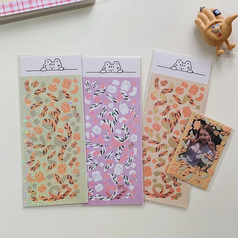 Kawaii Cat Ribbon Laser Stickers Decorative Hand Account DIY Diary Scrapbooking Album Collage Korean Cute Stationery Sticker