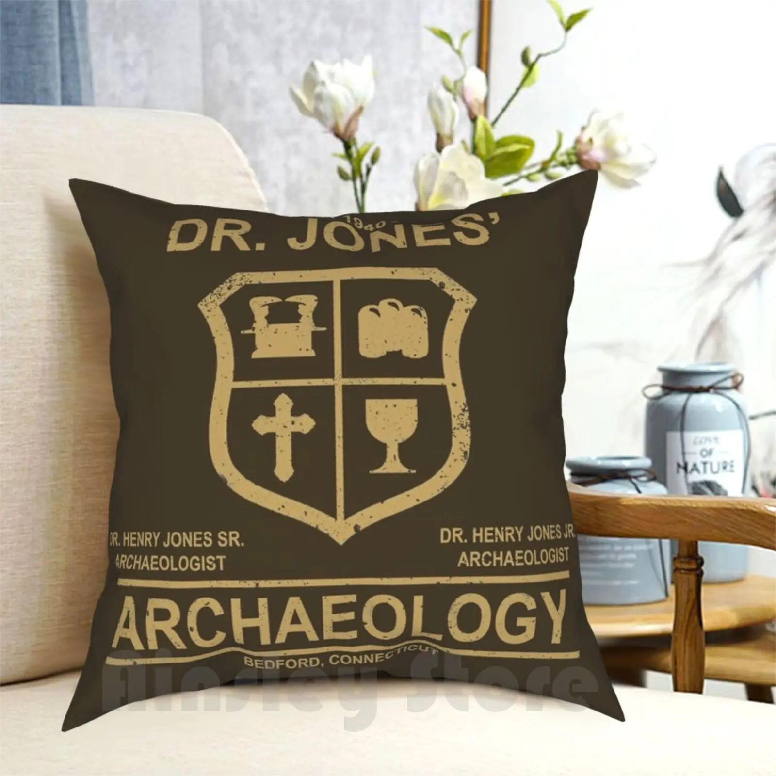 Dr. Jones' Archaeology Pillow Case Printed Home Soft Throw Pillow Indiana Jones Archaeology Indy Jones Dr Jones Movies