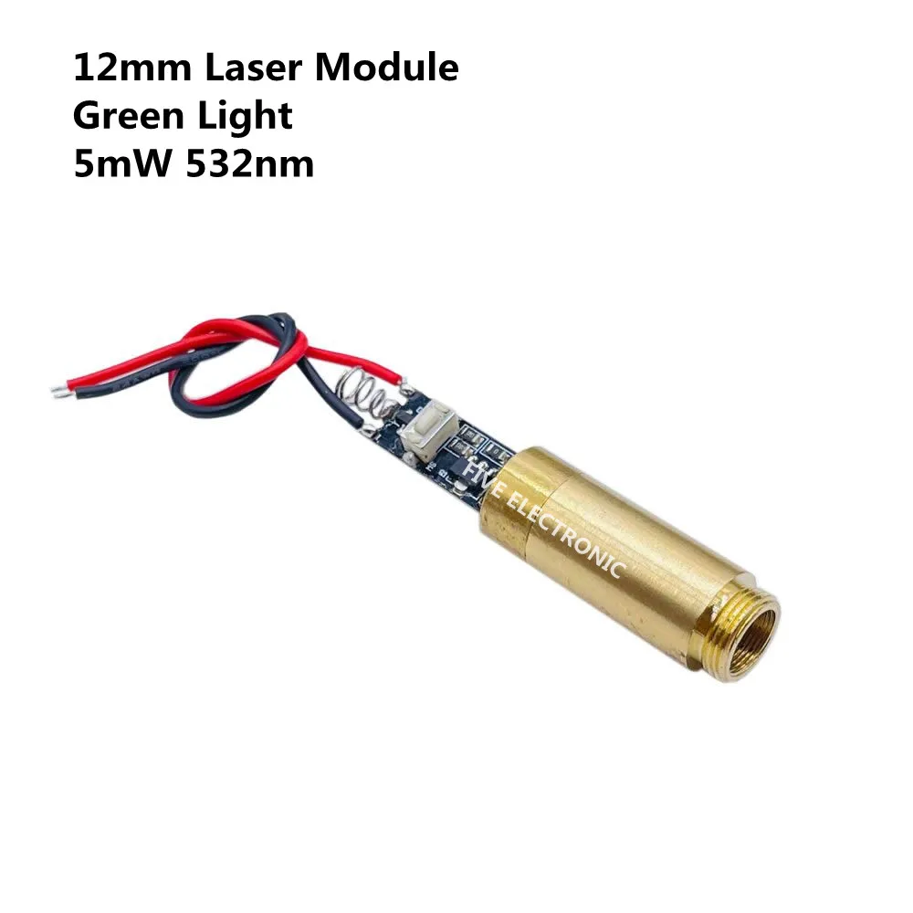 12mm Laser Module Green/Dot 5mW 532nm With Adjustable Resistor Button Switching 3V Laser Head