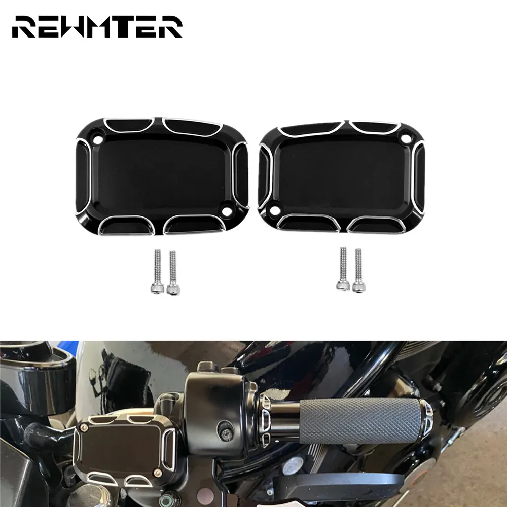 Motorcycle Black Brake Reservoir Master Cylinder Cover Left Right Side For Harley Touring Road King Electra Glide VRSCD V-Rod