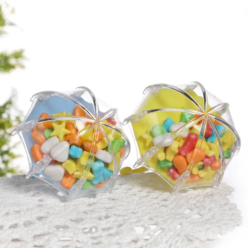 12Pcs Creative Plastic Mini Umbrella Candy Boxes Wedding Party Decor Baby Shower Gift