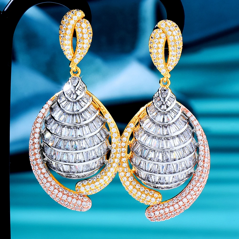 GODKI Luxury Long Tassels African Dangle Earrings For Women Wedding Cubic Zircon Crystal CZ Dubai Indian Bridal Earrings