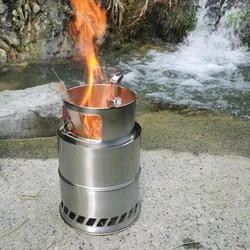 Portable Stainless Steel Camping Equipment Outdoor Fishing Hiking Climbing Firewood Kitchen Portable Picnic Barbecue Fire Burner
