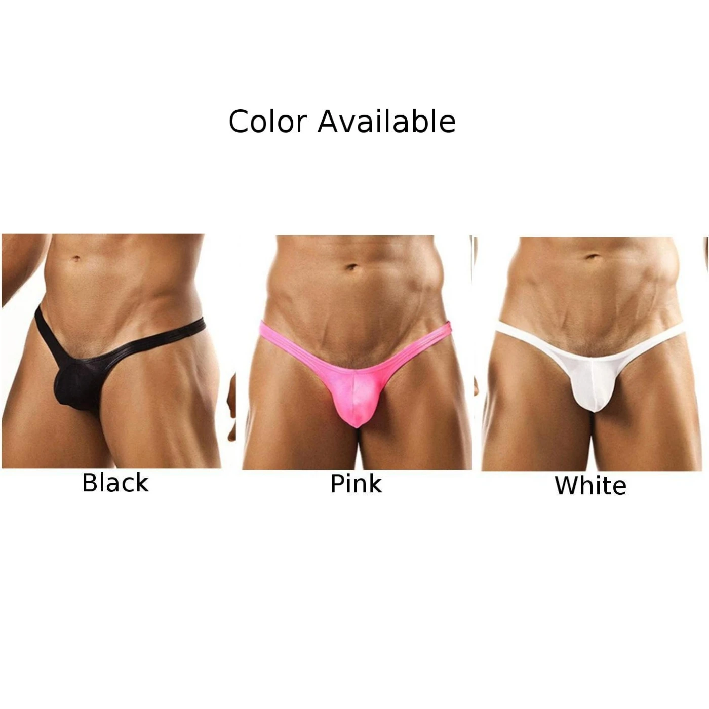 Mens Sexy U Convex G-String Solid Low Waist Lingerie  T Back Thong Bikini Briefs Male Tiny Underwear Erotic Underpants A50