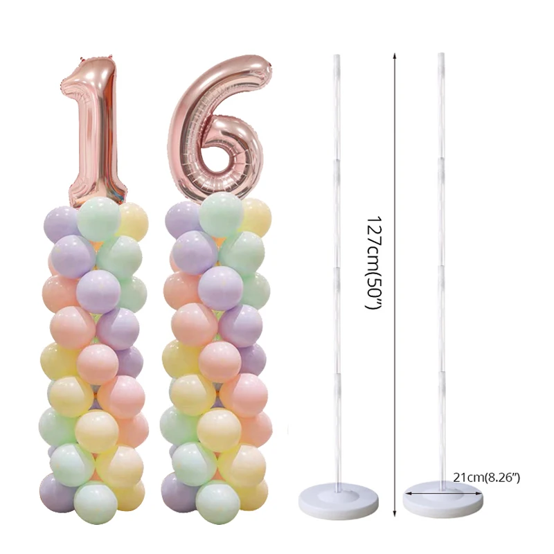 

2Sets Adult kids birthday party Balloon column stand Wedding arch decoration Baby shower 100pcs Latex globos for Number ballons