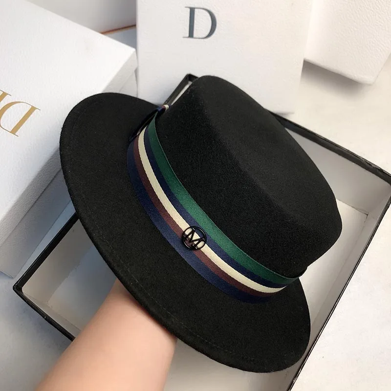 2021 New Hats For Women Men High Quality Wool Fedoras Hat Retro Flat Top Wide Brim Cap Fashion Simplicity Jazz Hat Autumn Winter