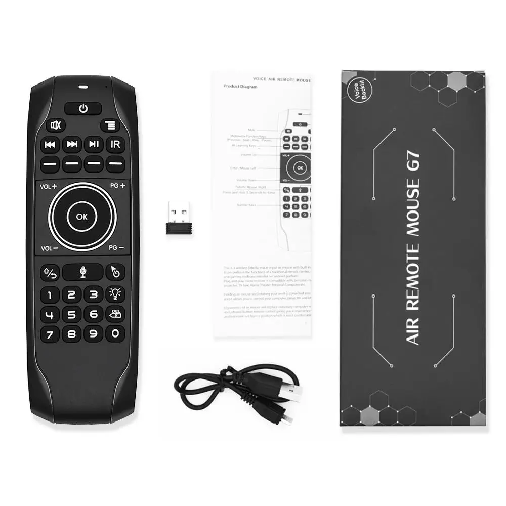 Newest G7V PRO Backlit Voice Gyroscope Wireless Air Mouse with Russian English keyboard 2.4G Smart Voice Remote Control