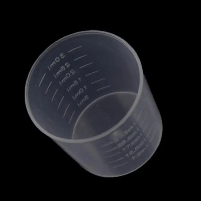 30/50ML Clear Plastic Scaled Sample Cup With Lid Laboratory Kitchen Sample Measuring Cup 10PCS