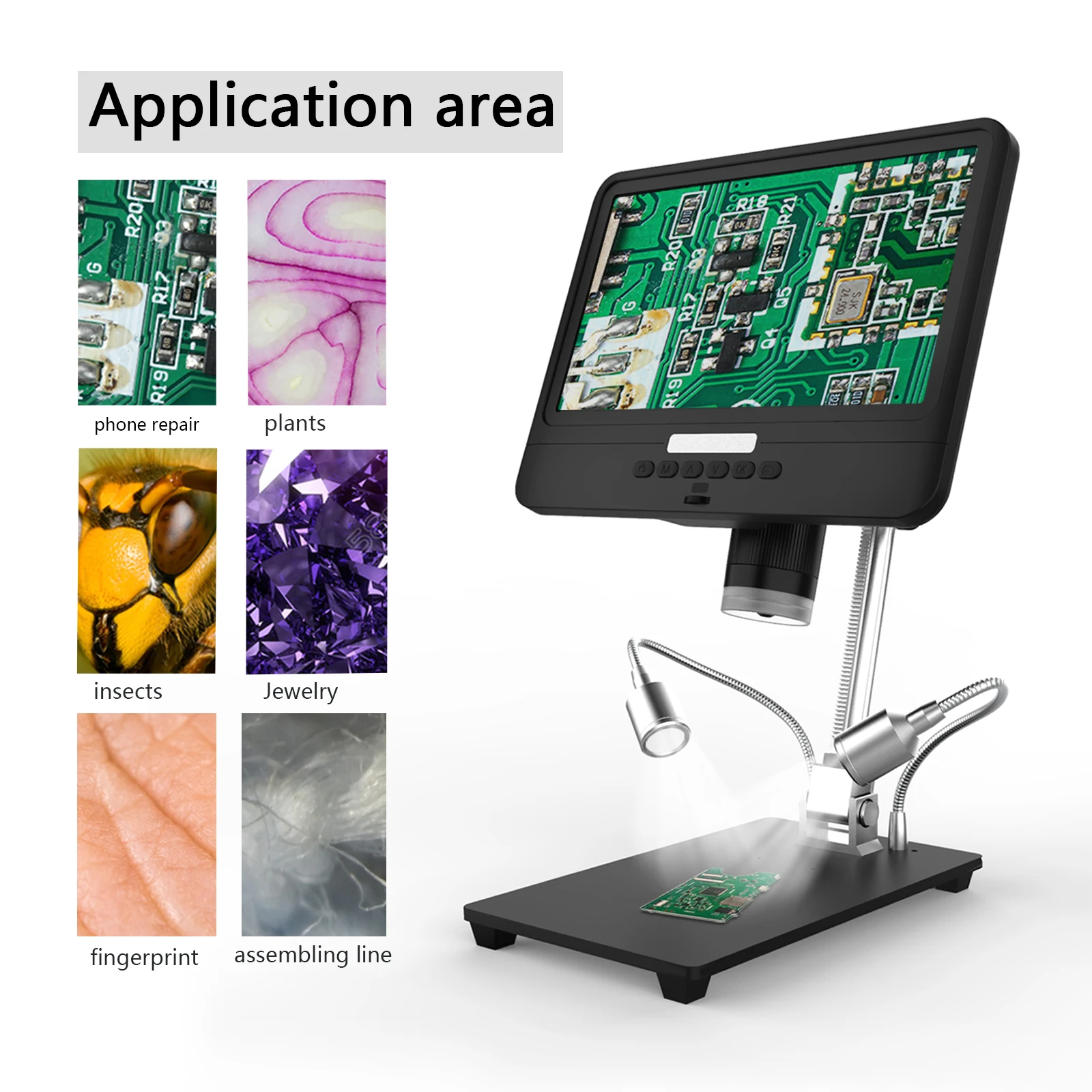 Andonstar AD208S Digital Microscope 260X 8.5 Inch LCD Screen USB Microscope Adjustable 1080P Scope for SMT/PCB Soldering Tool