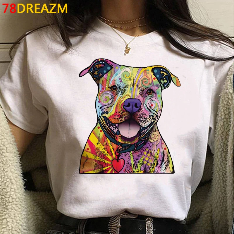 French Bulldog Bull Terrier top tees women harajuku vintage grunge aesthetic couple t shirt tumblr graphic tees women