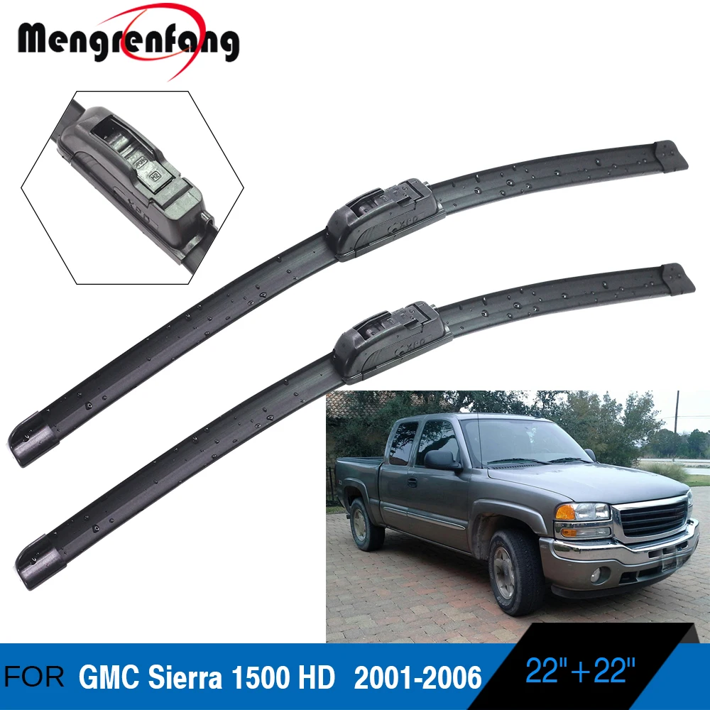 For GMC Sierra 1500 HD Car Front Windscreen Wiper Blades Soft Rubber Wiper J Hook Arms 2001 2002 2003 2004 2005 2006