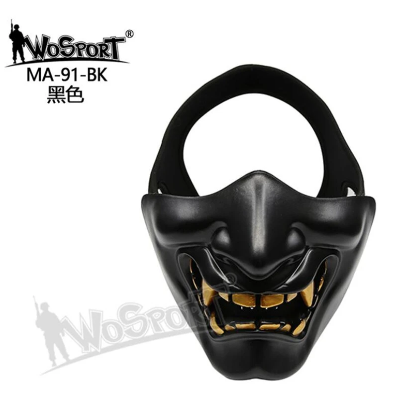 New Prajna Halloween Ball Devil Horror Female Adult Male Grimace Half Face Tactical Mask Game Cosplay Outdoor Mask Samurai Mask