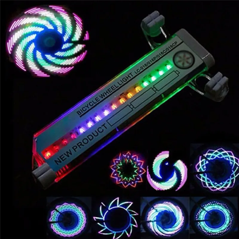 Bicycle Bike Tyre Tire Wheel Lights 16 LED Flash Spoke Light Warning Light Colorful Bicycle Lamp Wheel Light Bike Accessories