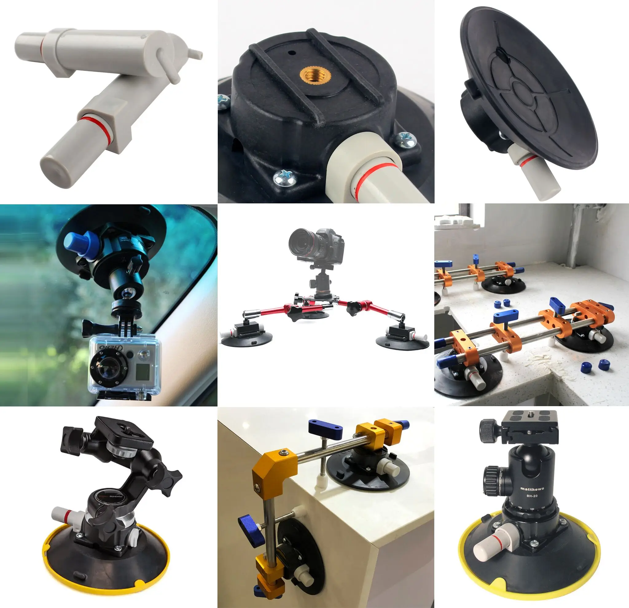 Raizi 6inch/150mm Vacuum Hand Pump Suction Cup M6 Thread Heavy Duty Car Camera Mount Base Stone Seamer Glass Sucking Lifter