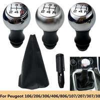 Gear Shift Knob+Shifter Gaiter Boot Case+Adapter For Peugeot 106 206 306 406 107 207 307 407 301 308 2008 3008 C2 C3 C4 Citroen