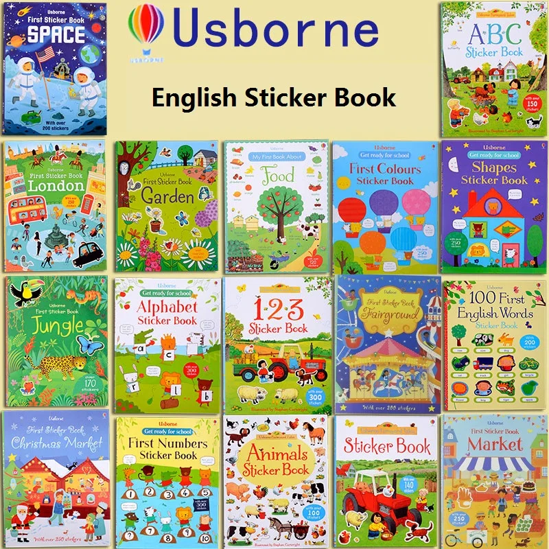 5 Books Usborne Sticker Book Children English Picture Coloring