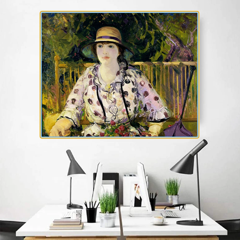 

Citon George Bellows《Emma in an Orchard, 1916》Canvas Oil Print Painting Artwork Poster Picture Modern Wall Decor Home Decoration