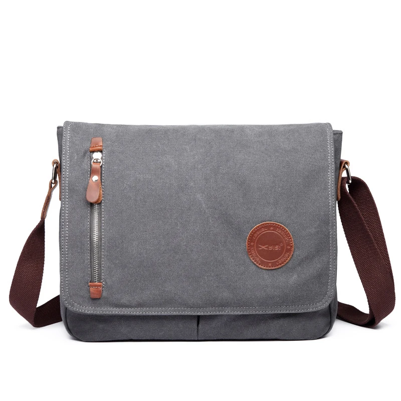 Men Canvas Casual Shoulder Crossbody Outdoor Travel Bag Waterproof Male Business Messenger Solid Color Good Qualtiy Bag Hot Sell