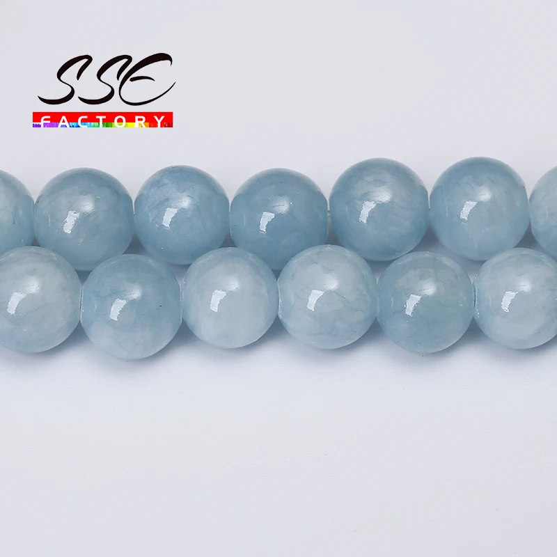 

Natural Stone Blue Jades Beads Round Loose Spacer Beads For Jewelry Making DIY Bracelet Ear Studs Accessories 4 6 8 10 12mm 15''