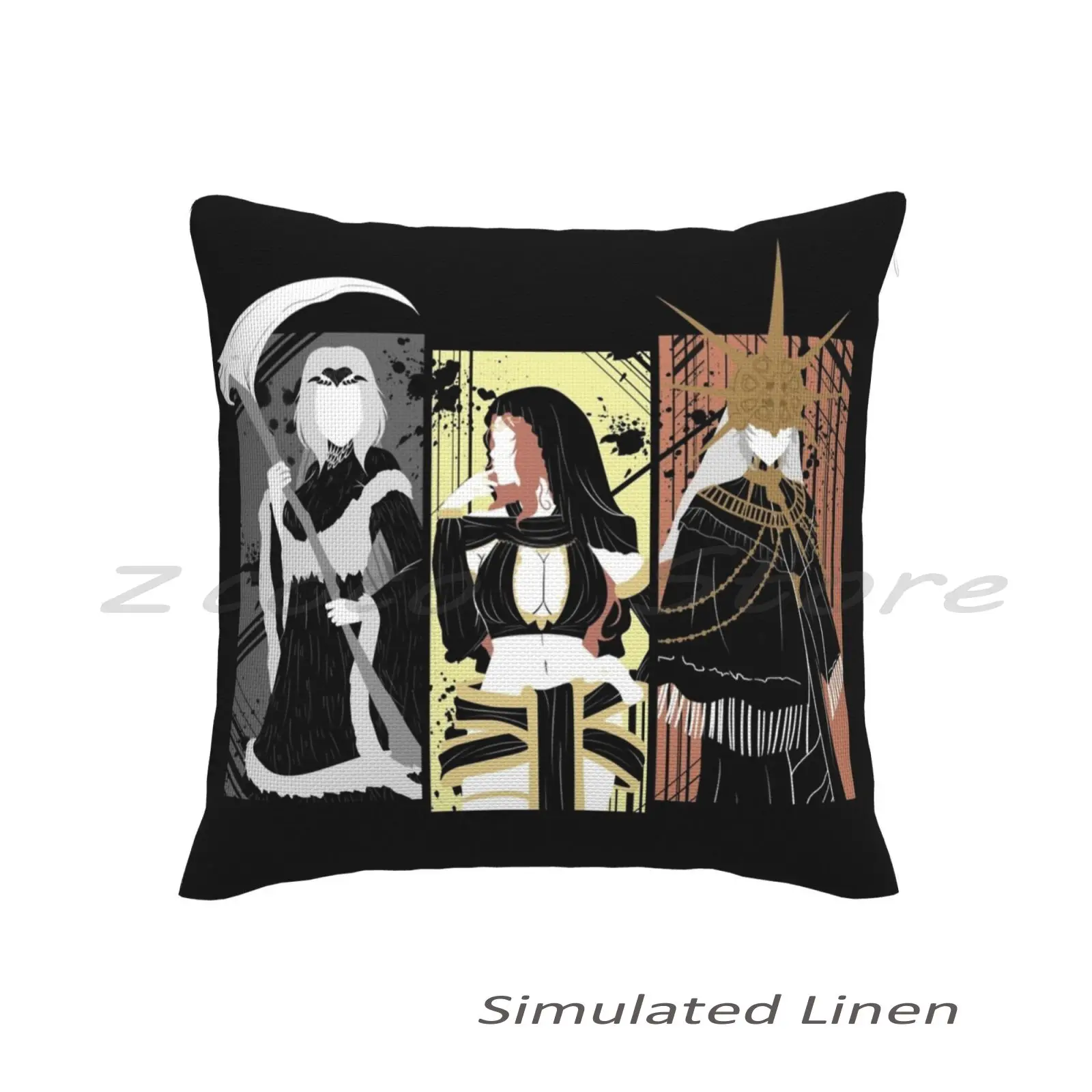 Dark Waifus Personalized Diy Pattern Plush Linen Velvet Comfortable Pillow Case Dark Souls Atlus Fromsoft Gwyn Gwyndolin