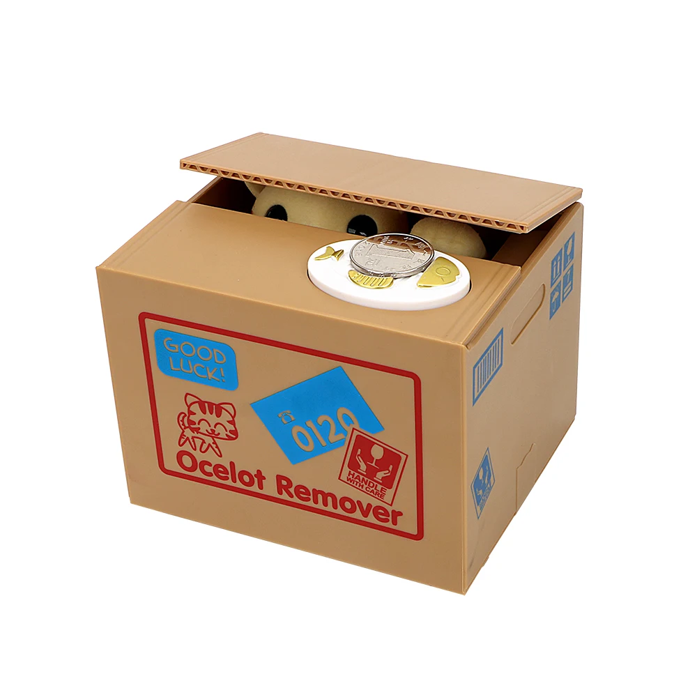 أطفال هدية صناديق المال الإلكترونية الآلية الباندا القط سرقة عملة البنك صندوق توفير المال البلاستيك أصبع البنوك لطيف