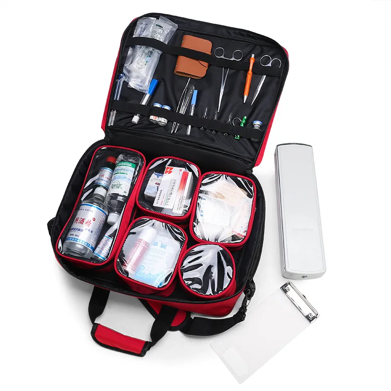 Family First Aid Kit ไนลอนกันน้ําแถบสะท้อนแสง Mutifunction Messenger กระเป๋าเดินทางกลางแจ้งตั้งครรภ์การแพทย์ฉุกเฉินกระเป๋าใหม่