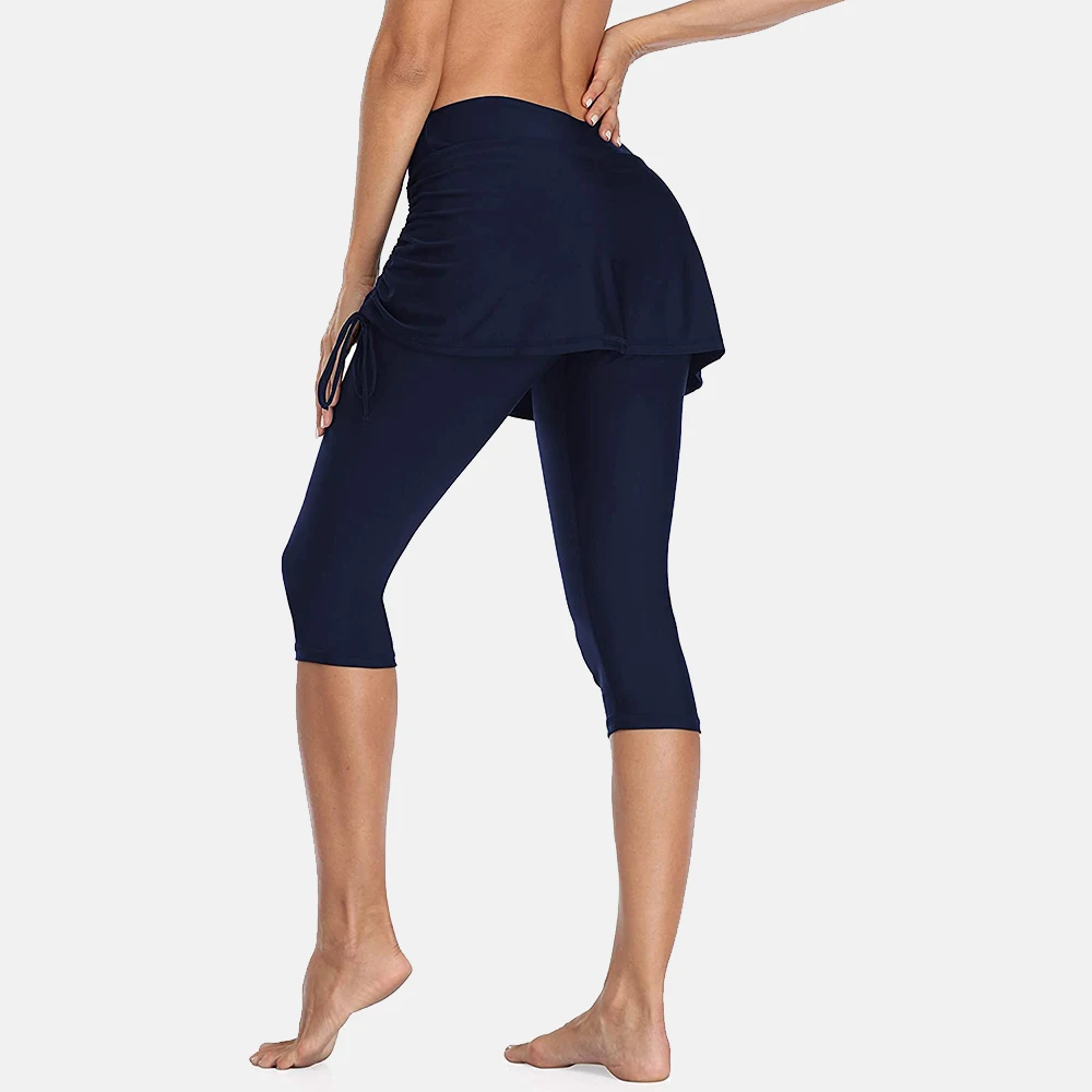 Gonna da bagno da donna charmperdite con Leggings bulit-in pantaloncini da surf pantaloncini da bagno con lacci a vita alta Capris Tankini Bottoms