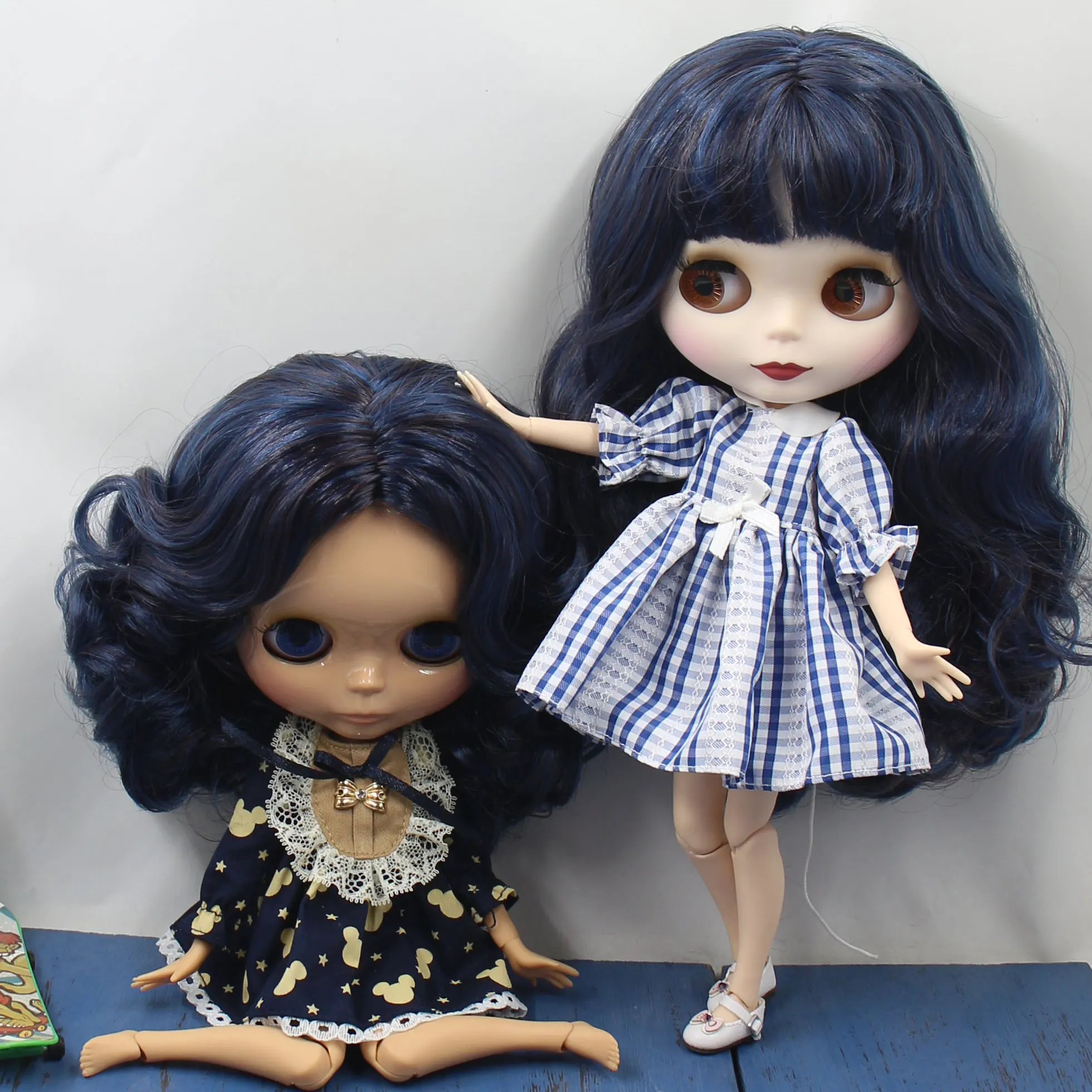 ICY DBS Blyth Doll 1/6 30cm bjd Black mixed blue hair nude joint body with big breast girl toy gift BL62219219