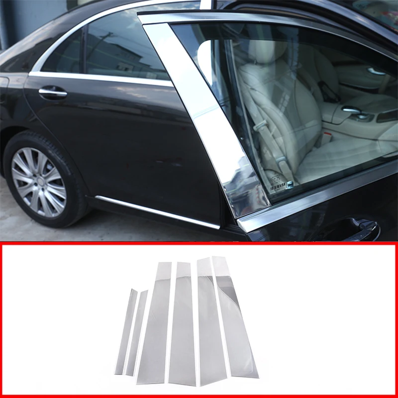 

For Mercedes Benz W221 S-Class 2008-2013 Aluminum Alloy Car Window Pillar Post Decoration Cover Trim Sticker Accessories