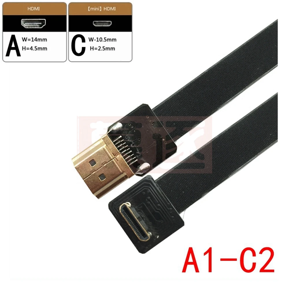 5cm-100cm FPCリボンフラットHDMI互換ケーブルピッチ20ピンオスコネクタFPV HD - Mini HDTV 90度アダプター